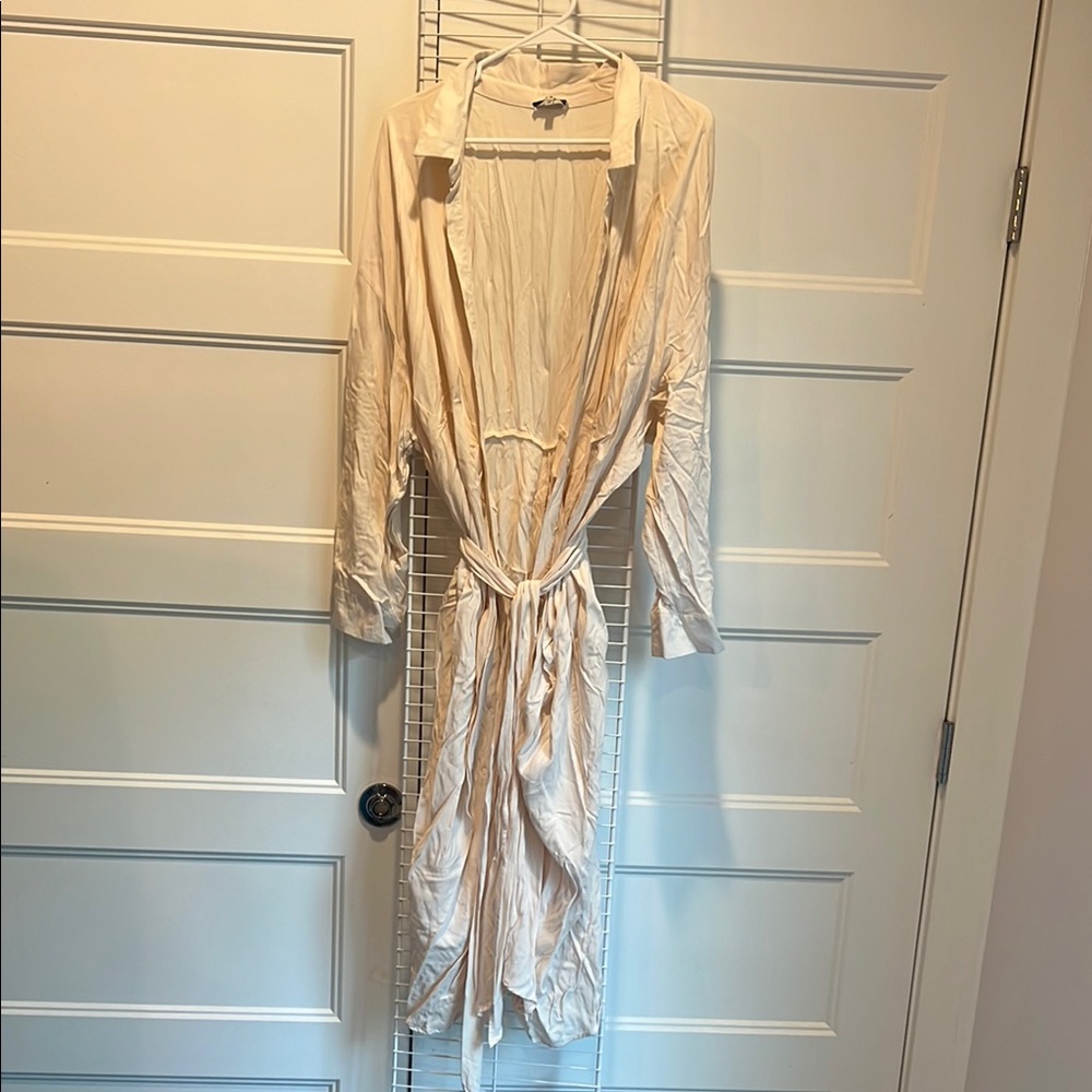 Fashion Nova Cream Long Sleeve Dress